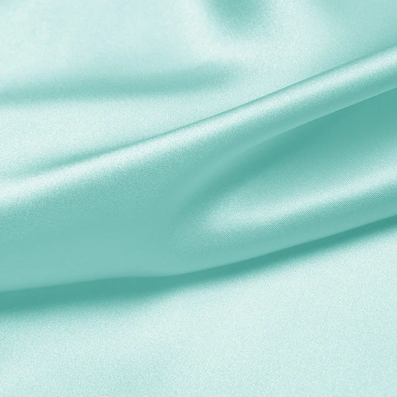 Natural Mulberry Stretch Satin (90% Silk+10% Spandex)16 19m/m 42.5" ( 108cm) 55" (140cm) Width Solid Canal Blue Silk Fabric