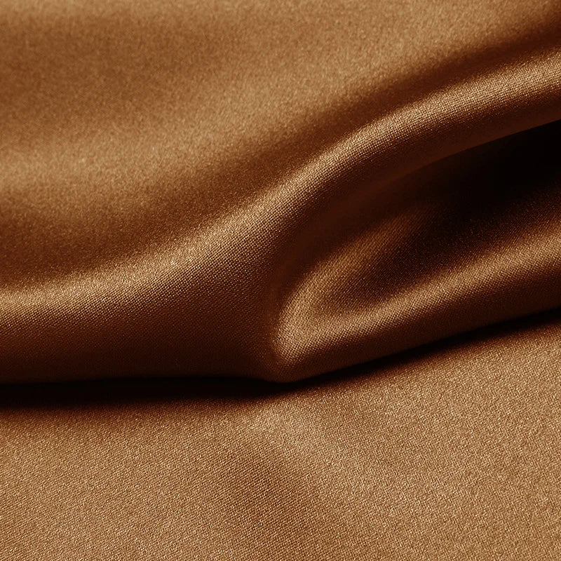 Natural Mulberry Stretch Satin (90% Silk + 10% Spandex)16 19m/m 42.5" ( 108cm) 55" (140cm) Solid Coffee Charmeuse DIY Fabric