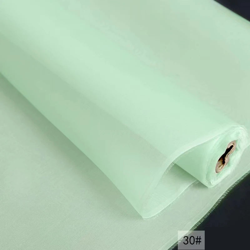 100% Natural SILK Mulberry Organza 5mm 55"( 140cm ) Sexy Lady Luxury Uniform Fashion Clothing Use Top 6A Grade DIY Silk Fabric