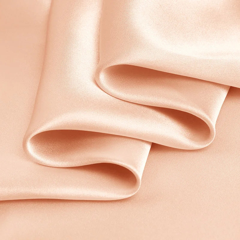 100% pure silk luxury mulberry charmeuse 16 19 22 30m/m top 6A grade 45"( 114cm ) width solid peach clothing bedding silk fabric