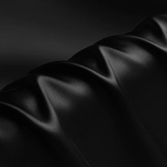 Natural Mulberry Stretch Satin (90% Silk+10% Spandex)16 19m/m Thick 42.5"( 108cm)  55"(140cm) Width Classic Black Silk Fabric