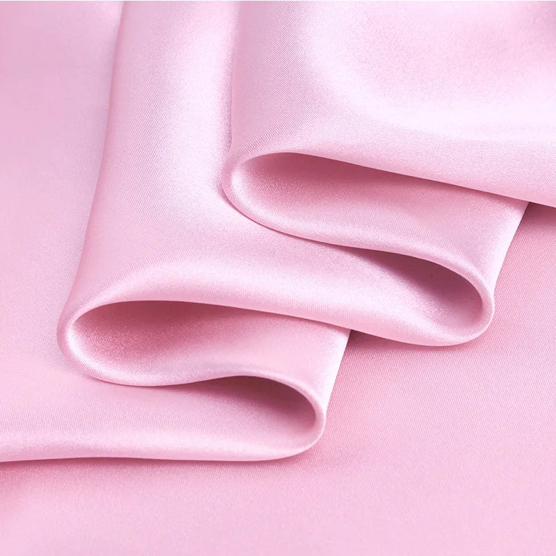 100% silk fabric 16 19 22 30m/m thick 45"( 114cm )width Cherry powder pure satin charmeuse luxury cloth bedding DIY silk fabric