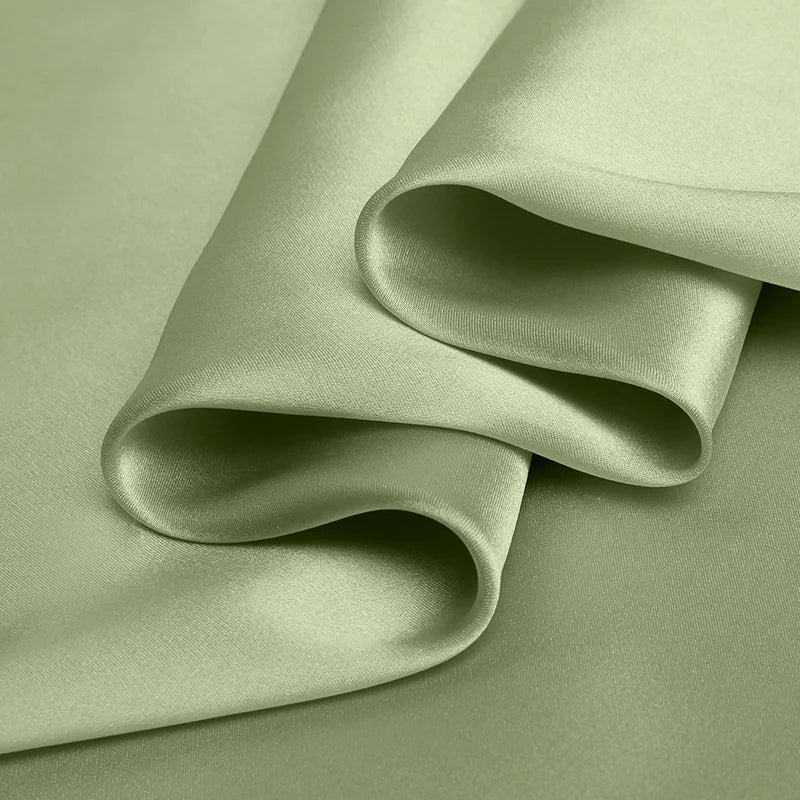 Natural Mulberry Stretch Satin (90% Silk + 10% Spandex)16 19m/m 42.5" ( 108cm)  55" (140cm)  Pea Green Elegant Women Silk Fabric