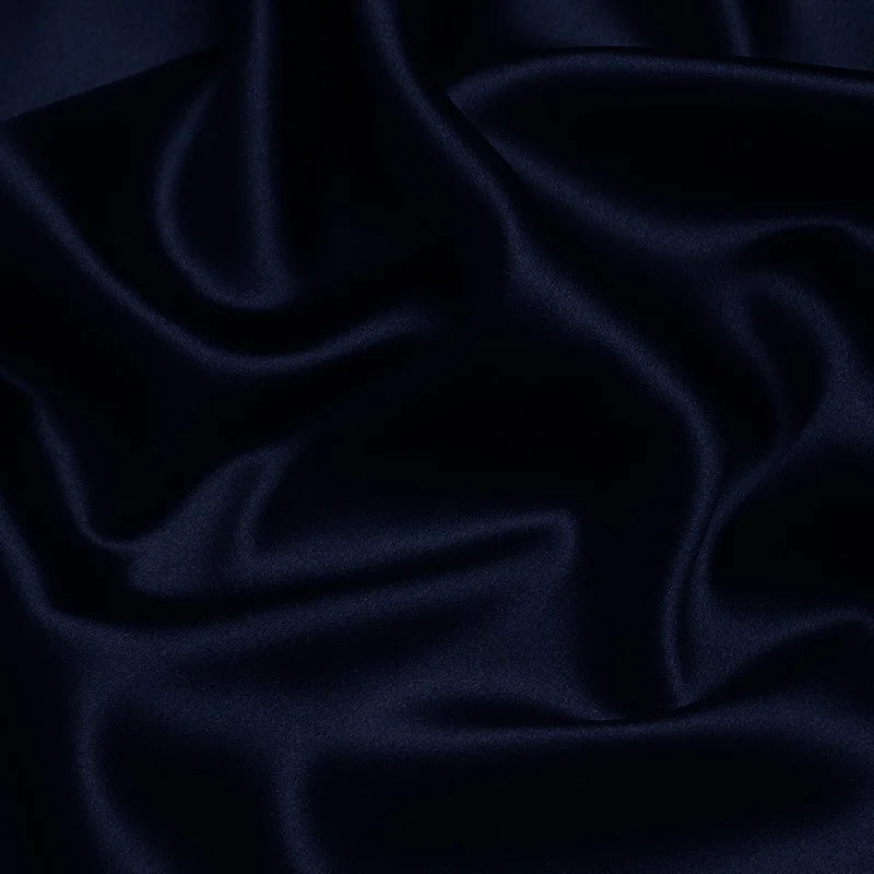 100% silk fabric 16 19 22 30m/m thick 45"( 114cm ) width light navy blue solid pure charmeuse luxury clothes bedding silk fabric