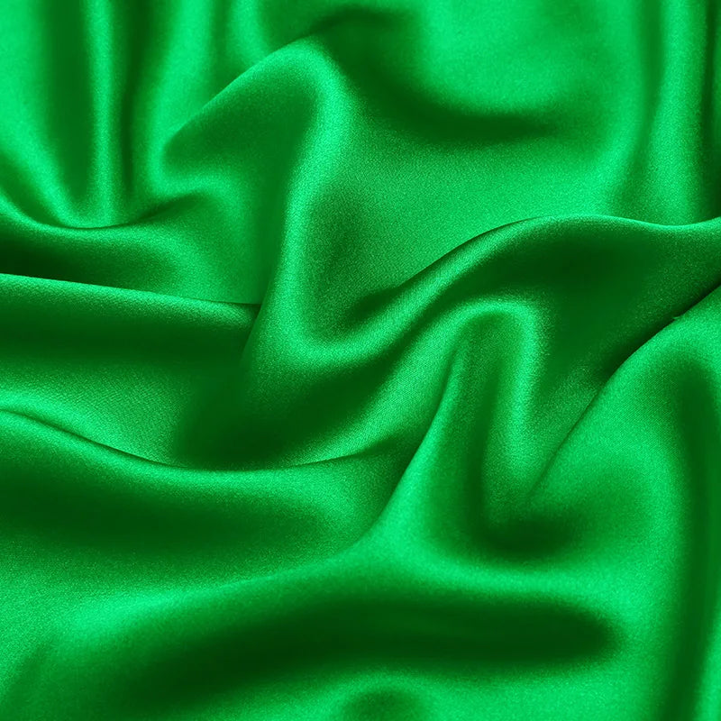 Natural Mulberry Stretch Satin (90% Silk + 10% Spandex)16 19m/m 42.5" ( 108cm)  55" (140cm) Solid Emerald-Green Charmeuse Fabric