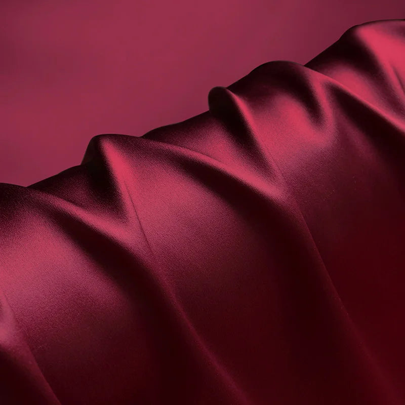 100% pure silk  luxury mulberry charmeuse 16 19 22m/m 6A grade 45"( 114cm ) width solid wine-red clothing bedding silk fabric