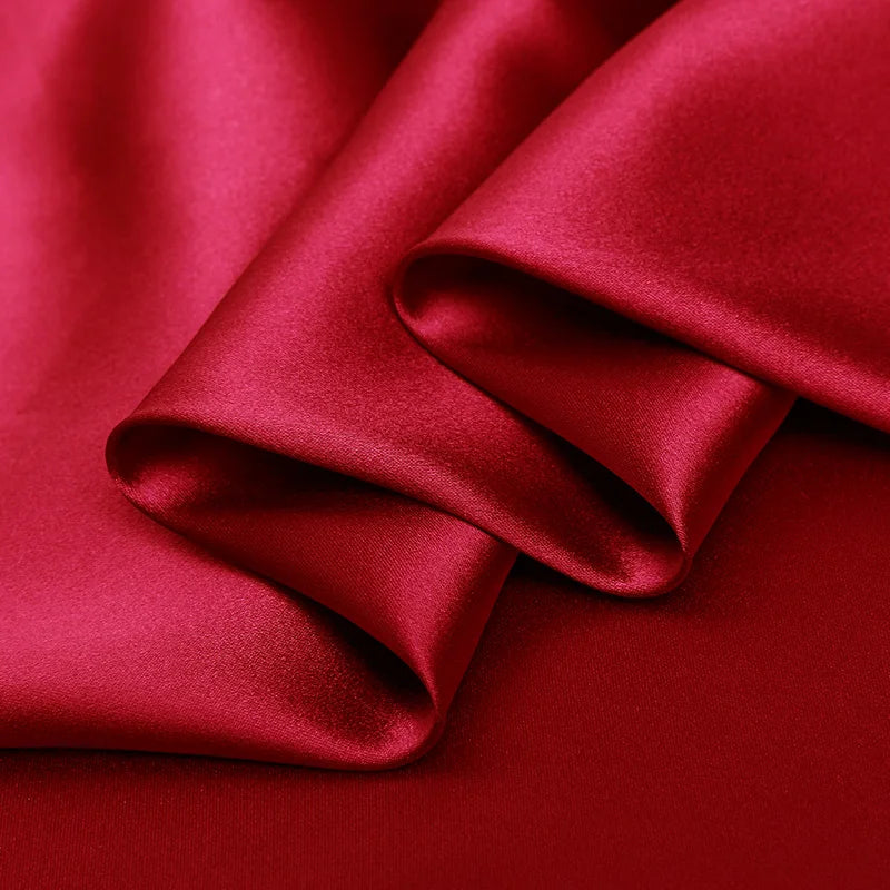 100% natural mulberry silk cloth 16 19 22mm 45"( 114cm ) width pure scarlet charmeuse fabric for bedding sheet quilt use fabric