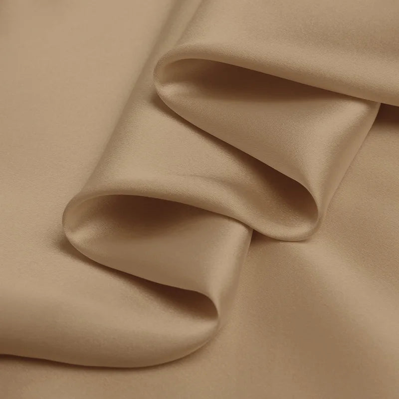 Silk factory luxury pure natural mulberry silk 16 19 22mm 45"( 114cm ) width solid sesame breathable charmeuse silk fabric