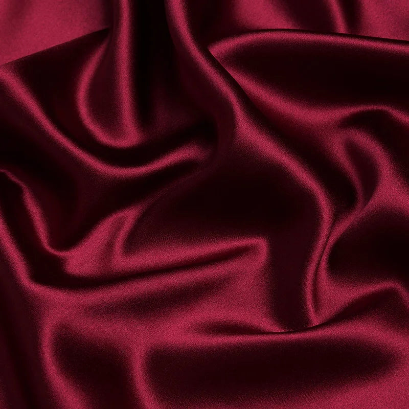 100% pure silk  luxury mulberry charmeuse 16 19 22m/m 6A grade 45"( 114cm ) width solid wine-red clothing bedding silk fabric