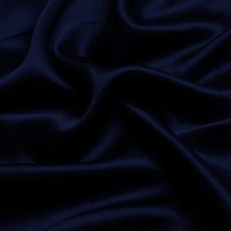 100% silk natural luxury mulberry charmeuse16 19 22 30m/m 6A grade 45"(114cm )width solid navy blue clothing bedding silk fabric