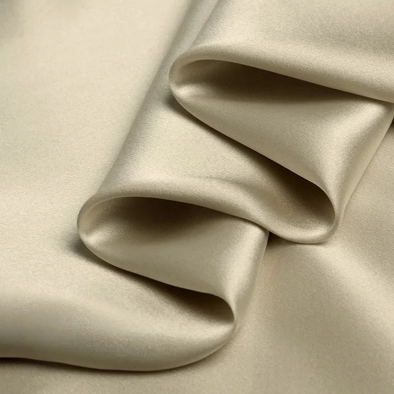 100% pure silk  luxury mulberry charmeuse 16 19 22m/m 6A grade 45"( 114cm ) width solid light beige clothing bedding silk fabric