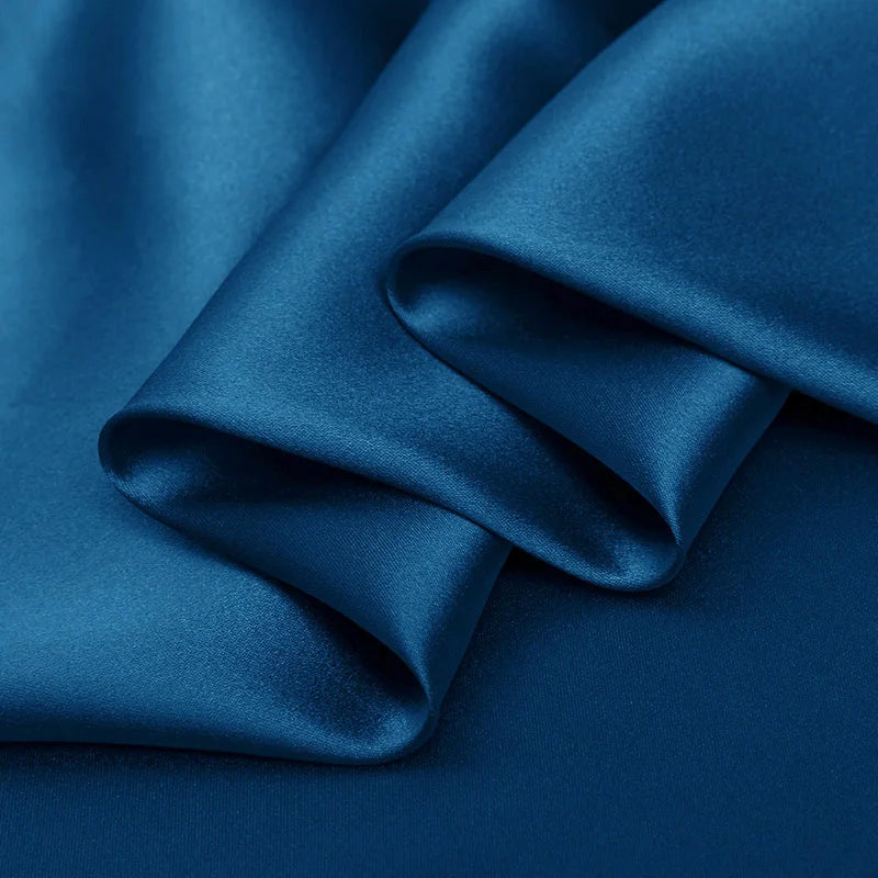 100%silk fabric 16 19 22m/m thick 45"( 114cm )width silver lake blue pure satin charmeuse luxury DIY clothes bedding silk fabric