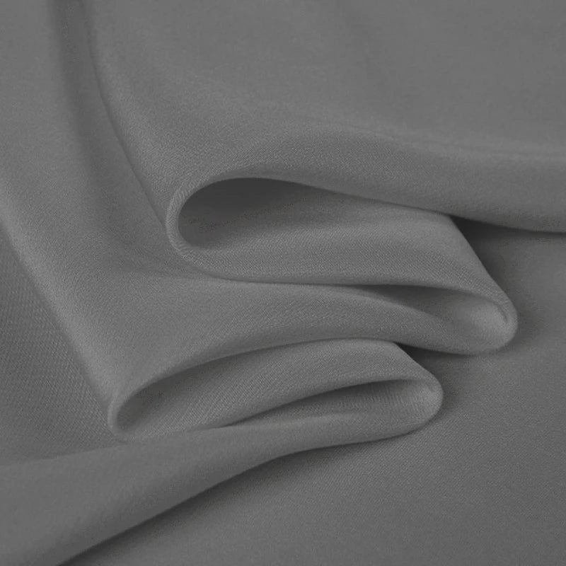 100% Silk Crepe de Chine Natural Pure Mulberry 12 14 16 30mm 45"( 114cm ) 55" (140cm) Width Silver Grey DIY Uniform Silk Fabric