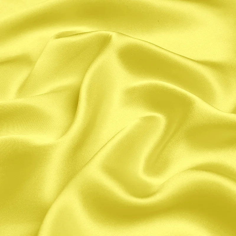 Chinese luxury pure natural mulberry silk 16 19 22mm 45"( 114cm ) width bright yellow color cool summer charmeuse silk fabric