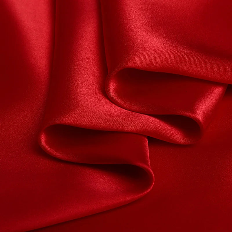 100% Natural Mulberry Charmeuse 16 19 22 30 40m/m Thick 45"( 114cm ) Width Solid Red Clothing Bedding 6A Pure Satin Silk Fabric