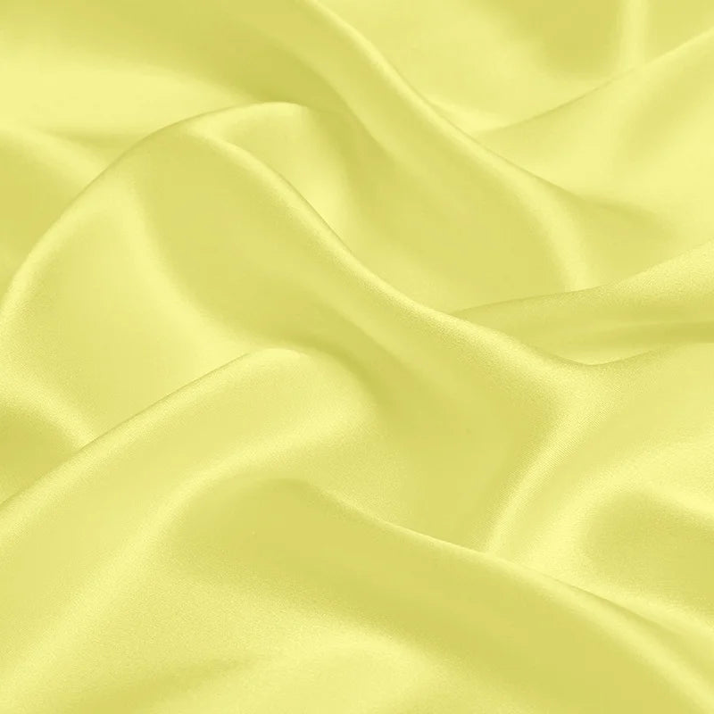 100 silk fabric 16 19 22m/m thick 45"( 114cm )width light yellow natural pure satin charmeuse luxury clothes bedding silk fabric