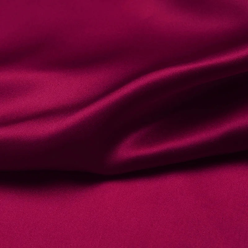 100% silk fabric 16 19 22m/m thick 45"( 114cm ) width festival fuchsia pure solid charmeuse fabric for luxury clothes  bedding