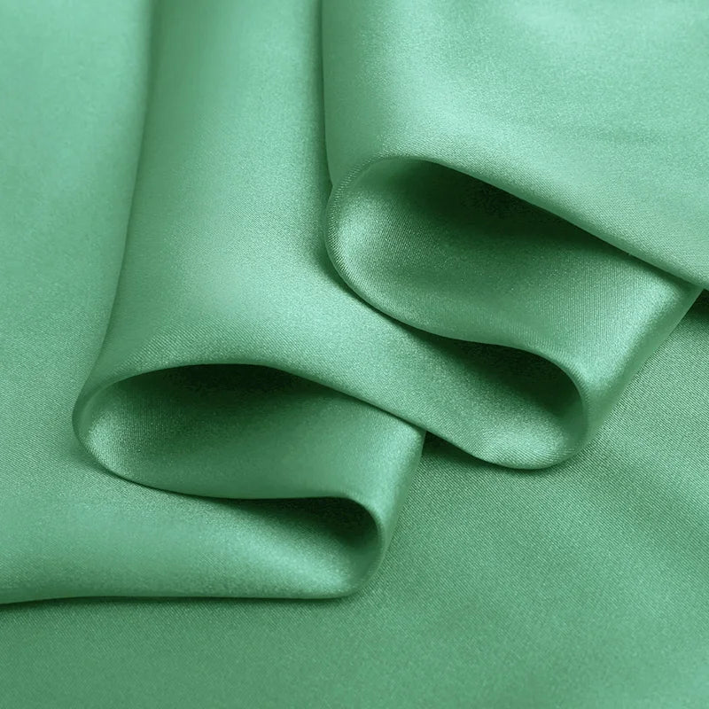 100% silk natural luxury mulberry charmeuse16 19 22m/m 6A grade 45"( 114cm )width lake-green solid clothing bedding silk fabric