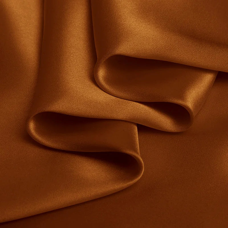 100% silk fabric 16 19 22 30m/m thick 45"( 114cm )width amber yellow DIY pure satin charmeuse luxury clothes bedding silk fabric