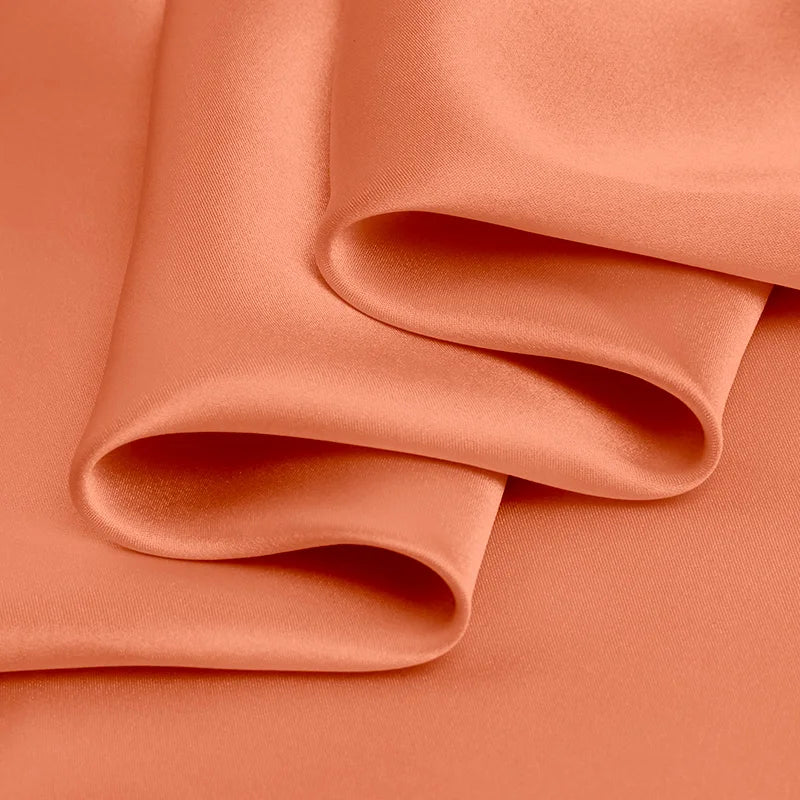 100% silk natural luxury mulberry charmeuse16 19 22m/m 6A grade 45"( 114cm )width solid  coral  clothing bedding silk fabric