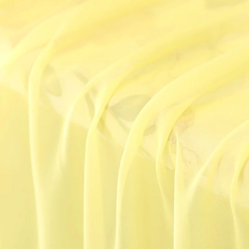 100% Silk Natural Pure Mulberry 5mm 45"( 114cm ) Soft Light Yellow DIY Luxury Women Custom Clothes Tailor Favorite Skirt Fabric