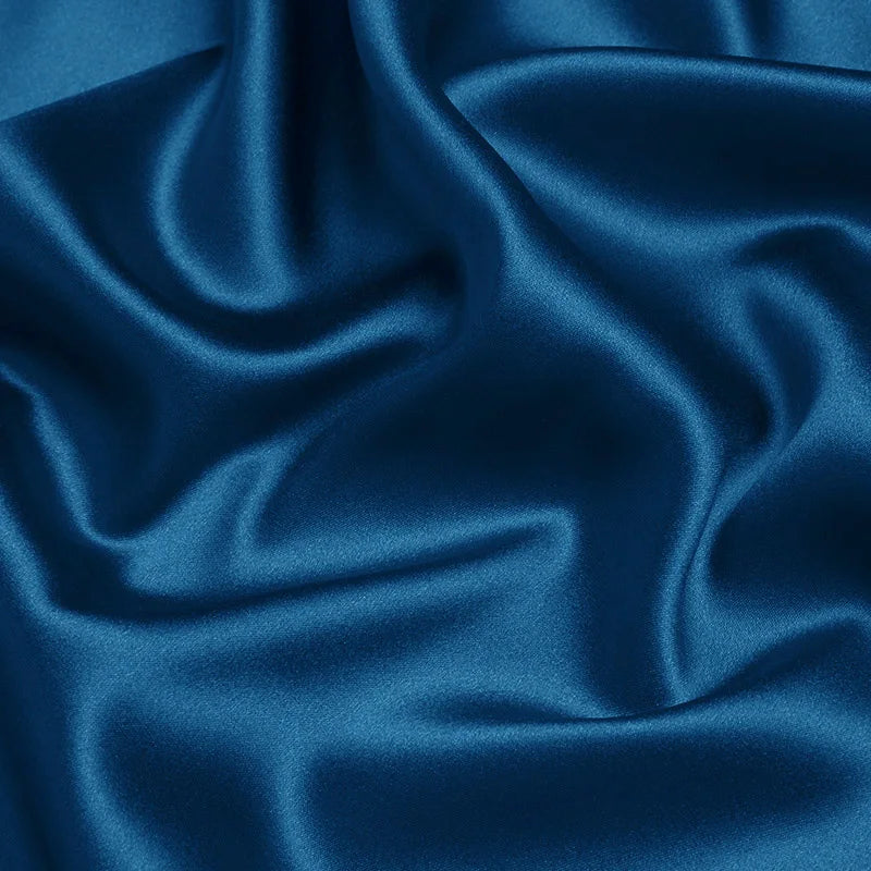 100%silk fabric 16 19 22m/m thick 45"( 114cm )width silver lake blue pure satin charmeuse luxury DIY clothes bedding silk fabric