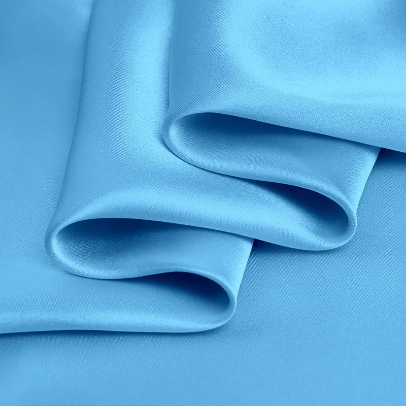 100% pure silk fabric 16 19 22m/m thick 45"( 114cm ) width pale blue charmeuse cloth for women summer skirt shirt trousers use