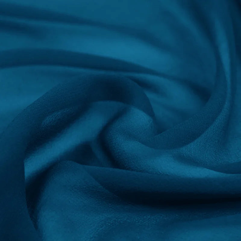 100% Silk Natural Pure Mulberry 5mm 45"( 114cm ) Blue Sapphire Sexy Lady Silk Chiffon DIY Luxury Slippery 6A Eco-friendly Fabric