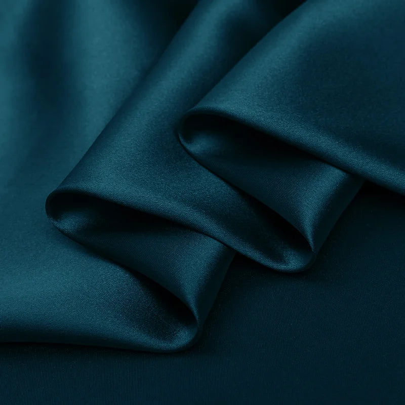 100% silk fabric 16 19 22m/m thick 45"( 114cm ) width ocean depths pure solid color charmeuse for luxury clothes bedding fabric