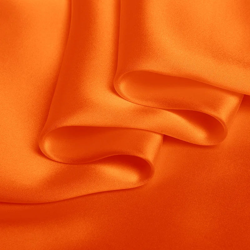 Natural Mulberry Stretch Satin (90% Silk+10% Spandex)16 19m/m Thick 42.5" ( 108cm)  55" (140cm) Width Reddish Orange Silk Fabric