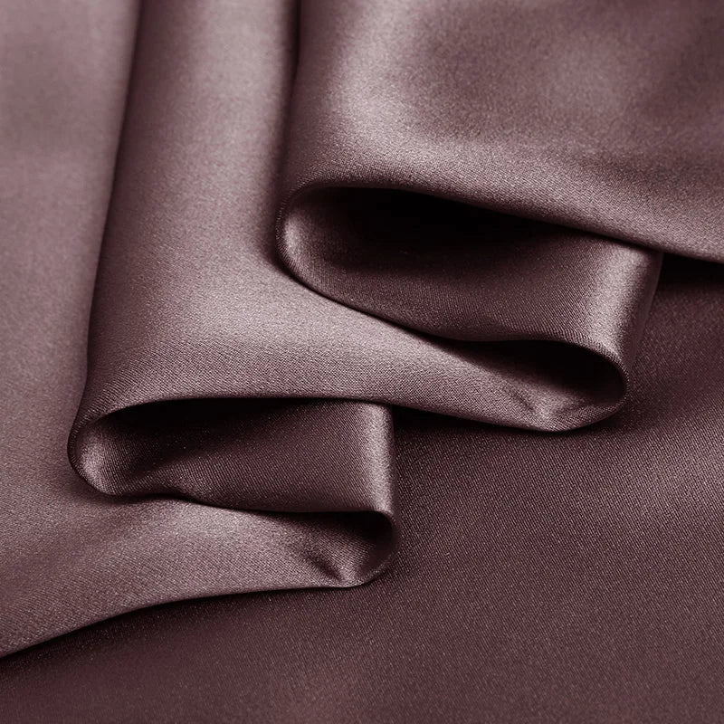 Natural Mulberry Stretch Satin (90% Silk + 10% Spandex)16 19m/m 42.5" ( 108cm)  55" (140cm) Deep Purplish Red Charmeuse Fabric