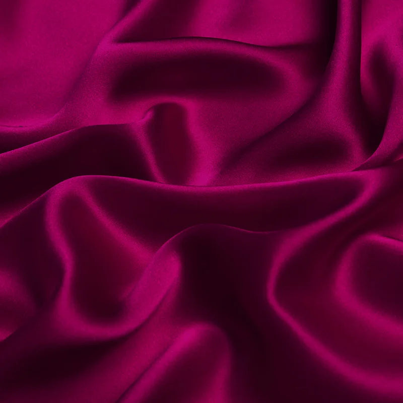 100% silk fabric 16 19 22m/m thick 45"( 114cm ) width festival fuchsia pure solid charmeuse fabric for luxury clothes  bedding