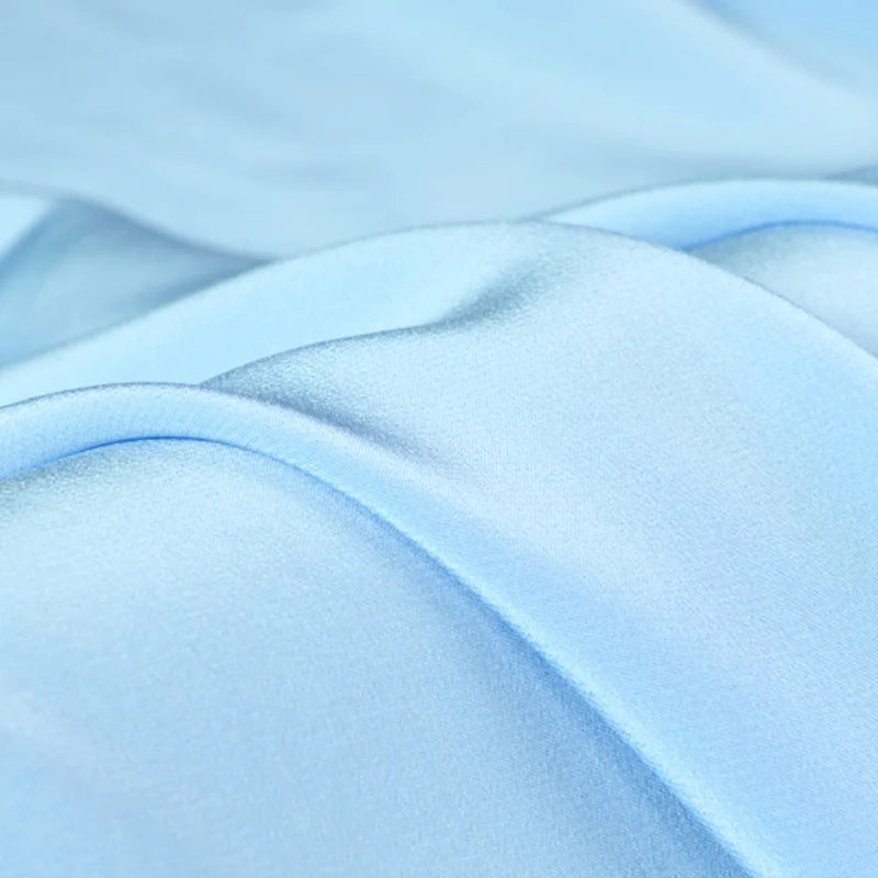 Natural Pure Mulberry 12 14 16 30mm 45"( 114cm ) 55" (140cm) width 100% Silk Crepe de Chine Pale Blue Lady DIY Shirt Silk Fabric