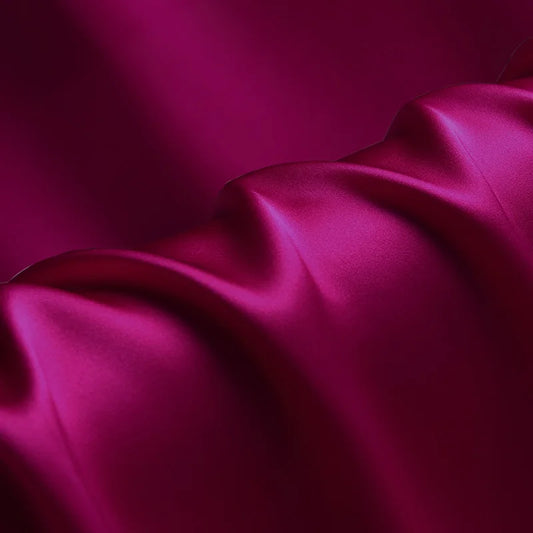 100% silk fabric 16 19 22m/m thick 45"( 114cm ) width festival fuchsia pure solid charmeuse fabric for luxury clothes  bedding