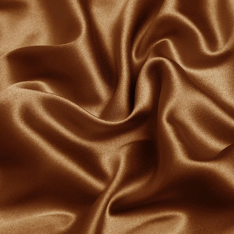 100% pure natural mulberry charmeuse 16 19 22m/m 6A grade 45"( 114cm ) width solid coffee luxury clothing bedding silk fabric