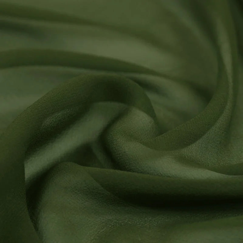 100% Silk Natural Pure Mulberry 5mm 45"( 114cm ) Olive Branch Lady Silk Chiffon DIY Luxury Super Slippery Top 6A Grade Fabric