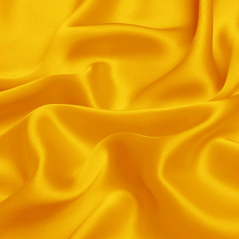 100% silk natural luxury mulberry charmeuse16 19 22m/m 6A grade 45"( 114cm )width golden yellow clothing bedding silk fabric