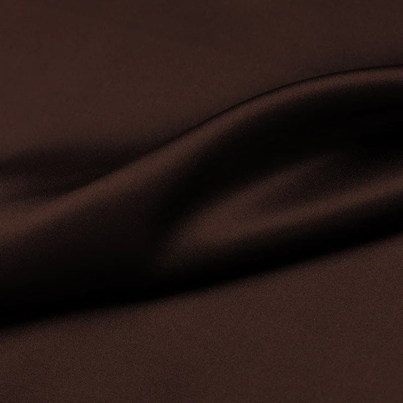 100% silk natural luxury mulberry charmeuse16 19 22m/m 6A grade 45"( 114cm )width solid brown color clothing bedding silk fabric