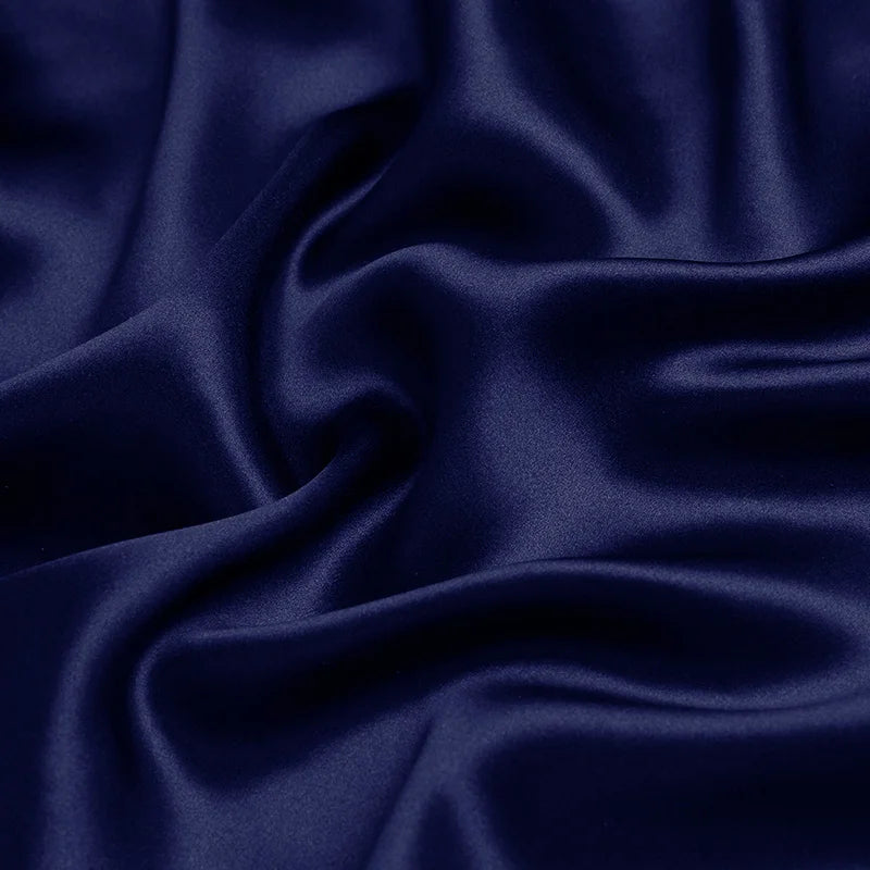 Silk factory luxury pure natural mulberry silk 16 19 22 30mm 45"( 114cm ) width sodalite blue breathable charmeuse silk fabric