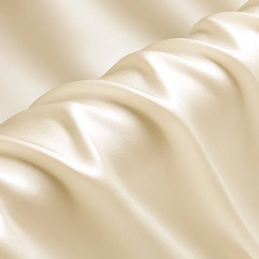 Natural Mulberry Stretch Satin (90% Silk+10% Spandex)16 19m/m Thick 42.5" ( 108cm)  55" (140cm) Width Champagne Pure Silk Fabric