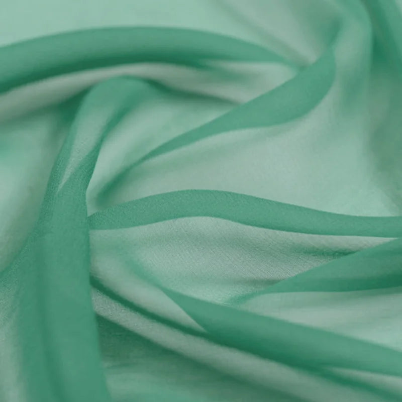 100% Silk Natural Pure Mulberry 5mm 45"( 114cm ) Lake-green Sexy Lady Summer Elegant Silk Chiffon DIY Women Cool Clothing Fabric