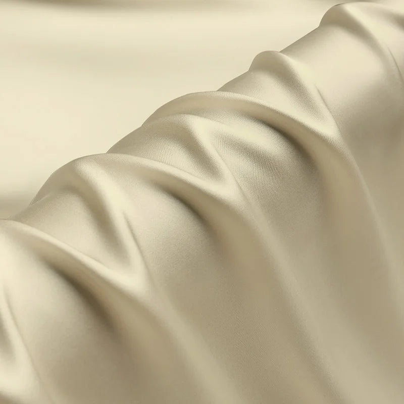 100% pure silk  luxury mulberry charmeuse 16 19 22m/m 6A grade 45"( 114cm ) width solid light beige clothing bedding silk fabric