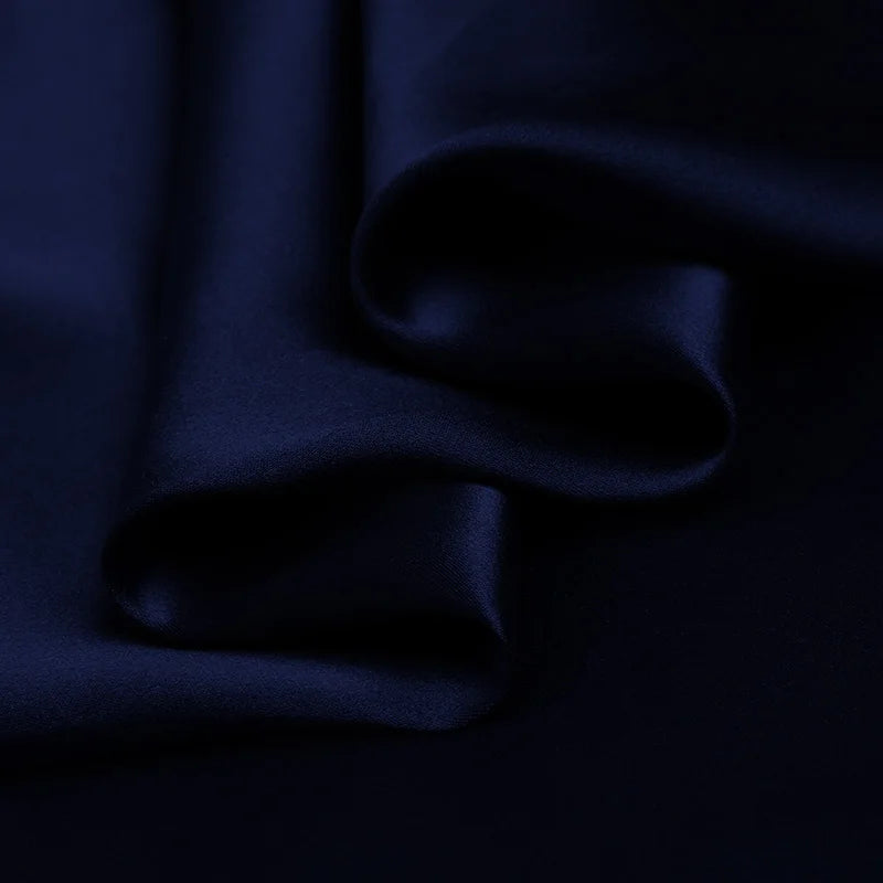 100% silk natural luxury mulberry charmeuse16 19 22 30m/m 6A grade 45"(114cm )width solid navy blue clothing bedding silk fabric