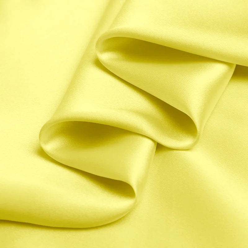 Chinese luxury pure natural mulberry silk 16 19 22mm 45"( 114cm ) width bright yellow color cool summer charmeuse silk fabric