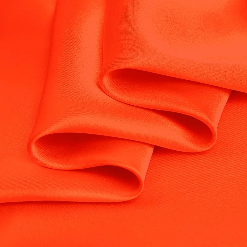 Natural Mulberry Stretch Satin (90% Silk+10% Spandex)16 19m/m Thick 42.5" ( 108cm)  55" (140cm) Width Spicy Orange Silk Fabric