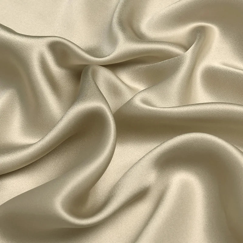 100% pure silk  luxury mulberry charmeuse 16 19 22m/m 6A grade 45"( 114cm ) width solid light beige clothing bedding silk fabric