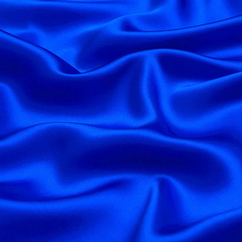 Natural Mulberry Stretch Satin (90% Silk + 10% Spandex)16 19m/m 42.5" ( 108cm)  55" (140cm)  DIY Luxury Blue Charmeuse Fabric