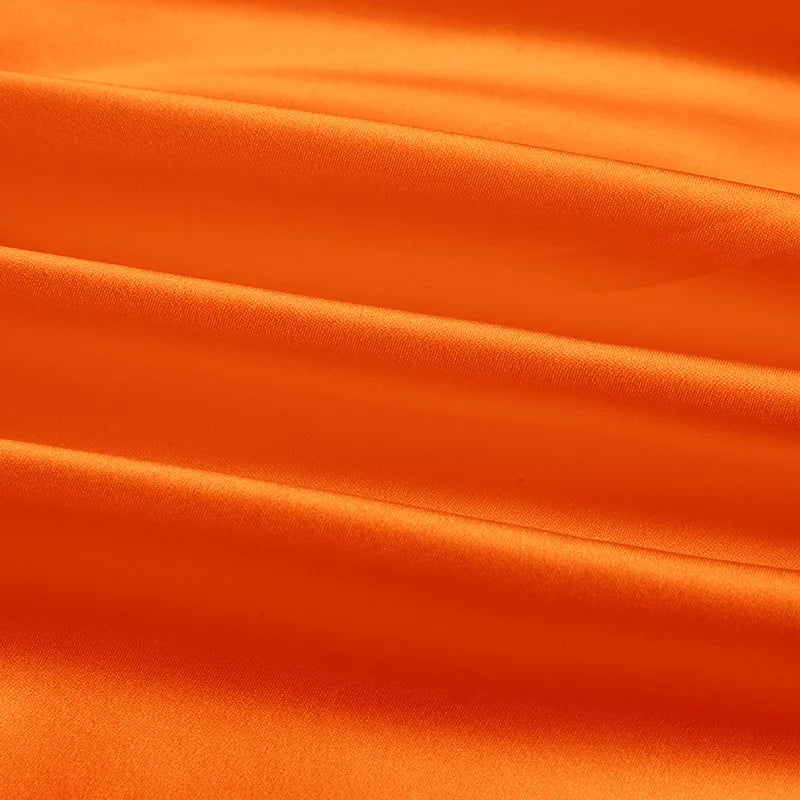 Natural Mulberry Stretch Satin (90% Silk+10% Spandex)16 19m/m Thick 42.5" ( 108cm)  55" (140cm) Width Reddish Orange Silk Fabric