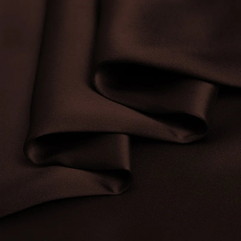 100% silk natural luxury mulberry charmeuse16 19 22m/m 6A grade 45"( 114cm )width solid brown color clothing bedding silk fabric