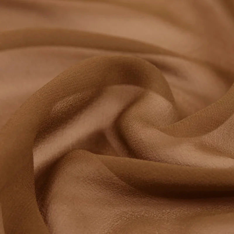 100% Silk Natural Pure Mulberry 8mm 45"( 114cm ) Solid Coffee GGT Sexy Lady Summer Elegant Women Silk Georgette DIY Cloth Fabric